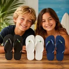 KIT 2 Pares Chinelo INFANTIL Borracha Bandeirinha MONOCOLOR Antiderrapante Confortável Menino Menina ENVIO 24 HS ÚTEIS