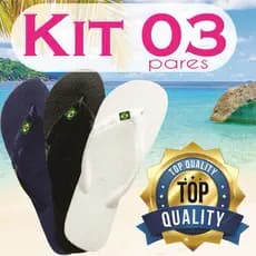 KIT 03 PARES CHINELO BANDEIRINHA UNISSEX TRADICIONAL ORIGINAL