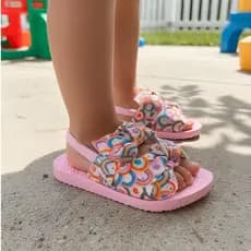 Sandália Infantil Bebê Menina Baby Laço Duplo Estampa Confortável Leve Antiderrapante
