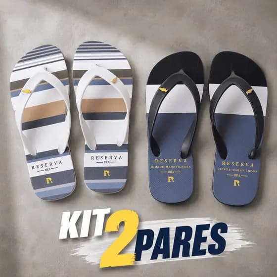 Kit 2 Pares Chinelo Masculino Reserva Moda Praia Promoção