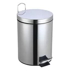 Lixeira Redonda em Inox 5 Litros com Pedal para Chão Resistente e Compacta, Higienização Sem Contato