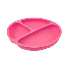 Prato Infantil de Silicone com Divisória Antideslizante Colors Rosa – Pratinho Refeição Clingo