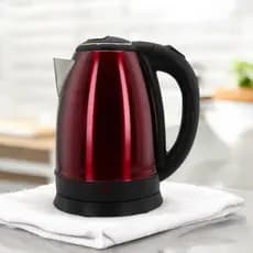 Chaleira Elétrica Desliga Automatico 1,8L em Inox Vermelha 220v 1500w Rápida Fervura