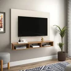 Painel Sala Tv 50 Pol Sol Ripado 3 Nicho 1 Prateleira Suspensa Cores