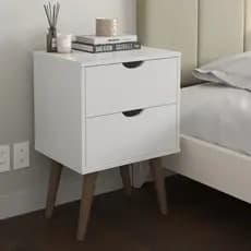 Mesa Cabeceira Madri Retrô Mesinha Lateral Quarto Puxadores Usinado 2 Gavetas Decoração Quarto