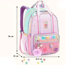 Mochila de Costas Feminina Rainbow Love Just com Pompom