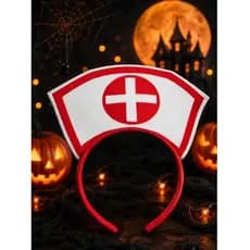 Tiara Enfermeira Halloween Fantasia Terror Cruz Vermelha Zumbi Festa Acessório Dia das Bruxas