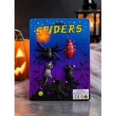 Kit Enfeites Halloween 5 Mini Bichos Sortidos Barata Aranha Rato Morcego Decoração Festa