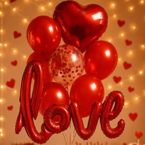 Kit Buquê de Balões 8 Peças Escrita LOVE Decoração Festa Namorados Aniversário