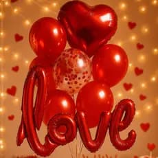 Kit Buquê de Balões 8 Peças Escrita LOVE Decoração Festa Namorados Aniversário