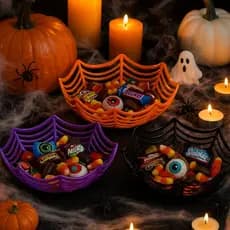 Vasilha Decorativa Halloween Formato Teia – Enfeite Temático para Doces e Decoração de Festa