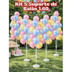 Kit 5 Suportes Balão 1,60m com 19 Hastes Decoração Festa Aniversário Evento
