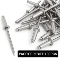 100 Rebite de Repuxo Abaulada Pop Aluminio 3/12 32 mm x 12 mm Kit Fixador Newfix 3mm por 12mm Caixa Reparo