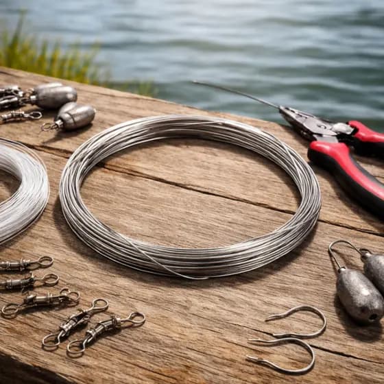 Kit Fio de Aço 10m Duro 0,45mm Encastoar Castor Empate Galhada Resistente Piranha Traira Mar Pacu Rio Vara