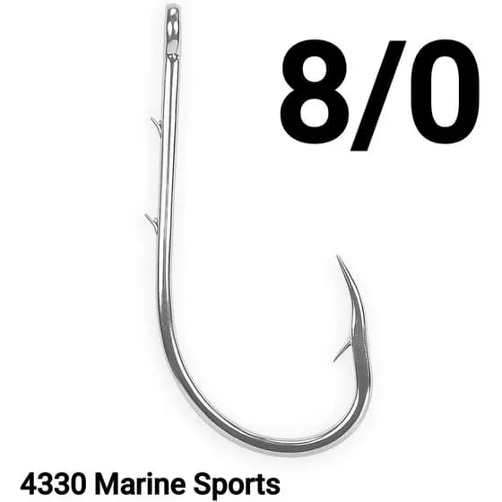 Anzol de Pesca 8/0 Marine Sports 10un 4330 Super Strong Prata Pesqueiro Dourado Jau Pirarara Piraiba Vara Molinete