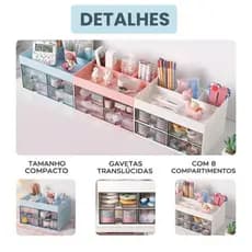 Organizador Mini Gaveteiro com 9 Gavetas Multiuso Acessórios 4 gavetas 2 gavetas giratórias mdl 116