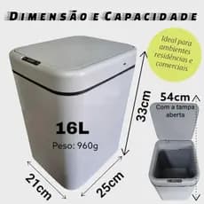 Lixeira automática de 16L/20L com sensor, cinza – à prova de odores, grande capacidade, estilo moderno