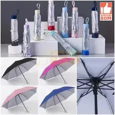 KIT 1/2 Guarda Chuva Sombrinha Cabe Na Bolsa Com Proteção Solar Uv Contra Vento cor lisa