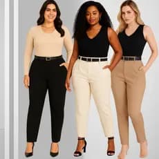 Kit Calça Alfaiataria Social Reta Slim Premium Cintura Alta Com Bolso Moderna Elegante