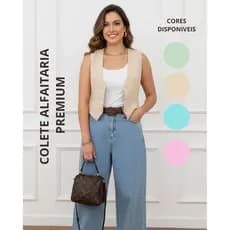 Colete Alfaiataria Feminino Estruturado Acinturado Social Fabricação Própria