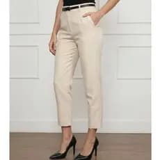Calça Social Feminina Alfaiataria Cintura Alta com Cinto Bolsos Elegante Confortável Moderna Trabalho Escritório Casual