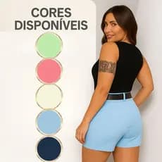 Shorts Social Feminino de Alfaiataria Zahra Elegante, Confortável  Versátil  Verão
