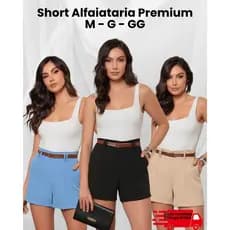 Short Alfaiataria Feminino | Cintura Alta com Cinto | Bolso Lateral | Casual Trabalho
