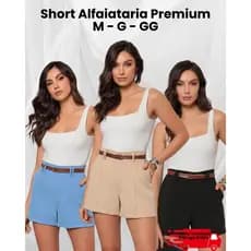 Short Alfaiataria Feminino | Cintura Alta | Com Cinto e Bolso | Elegante Versátil Social