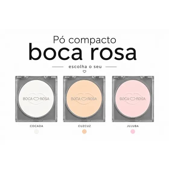 Pó Compacto Boca Rosa - Cocada, Cuzcuz e Jujuba Escolha a Cor
