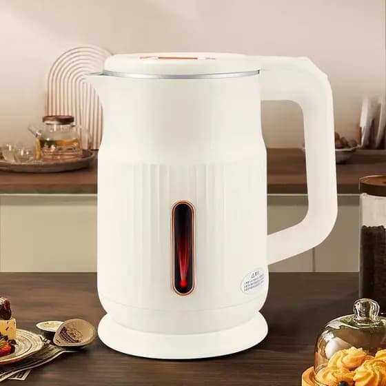Chaleira Elétrica Jarra Térmica Inox 1,6L 1200W Com Tampa 127V/220V Branca Desligamento Automático