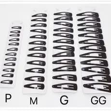 12 Pcs  Presilhas Cabelo Pretas Tamanho Grande Tic Tac com P,M,G,GG
