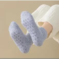 Kit 1/2/3Pares Meias com silicone antiderrapante Felpuda Cano Curto Inverno Conforto