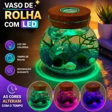 Vaso De Vidro C/iluminação Led Decoração de sala Terrário Micro Paisagem
