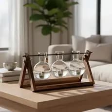 Vaso De Vidro Bulbo Plantador Com Suporte De Madeira Casa Decoração Bonsai