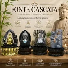 Fonte Água Decorativa Cascata Artificial Relaxante Casa Decoração Jardim Buda e Monge Feng Shui