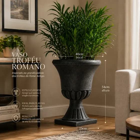Vaso  de Decoração Estilo Romana Resina Arranjo para Flores e Plantas  artificial