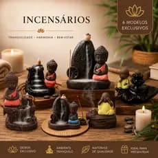 Incensário Cascata Buda Tathagata Feng Shui Decoração Fumaça Invertida