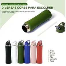 Garrafa Térmica 600ml Inox Squeeze Emborrachada Bico