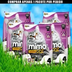 Kit Fardo 5 Pacotes 4Kg de Areia Sanitária Granulado Forma torrões Mimocat Perfumado Premium 20KG