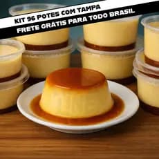 Kit 24 a 96 Potes para Pudim com Tampa 250ml Bolos Doces Bpa Free Plástico Redondo Descartável