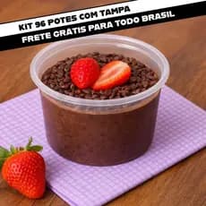 Kit Potes para Bolo Redondo 250ml Potinho Atacado 48un Freezer e Microondas Descartavel com Tampa