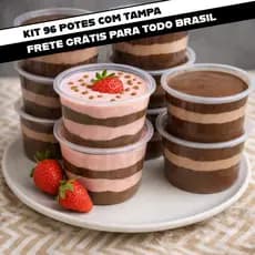 Pote para Bolo Redondo 250ml Potinho Atacado 96un Freezer e Micro-ondas Descartável com Tampa