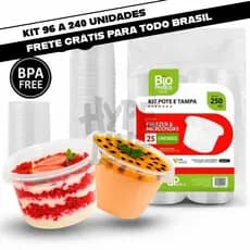 Kit Potes Sobremesa Doce 250ml Tampa Freezer Micro-ondas Porta Mantimentos Multiuso BPA Free
