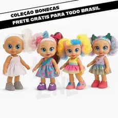 Boneca Infantil com Olhos Grandes Cabelos Coloridos e Roupinha Fashion para Criança