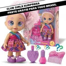 Boneca Club Girls Surpresa com Acessórios e 3 Caixinhas Misteriosas Brinquedo Infantil para Criança