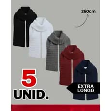 Kit 5 Peças Cachecol Tricot Unissex Premium Frio Cachecol Masculino Cachecol Feminino