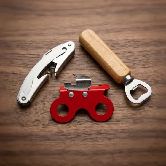 Kit 3 Abridores Essenciais Cozinha: Saca-rolhas + Abridor de Latas e Garrafas