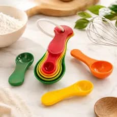 Kit Colheres De Medidas Coloridas 5 Peças 1,25ml 2,5ml 5ml 7,5ml 15ml Para Cozinha Receitas Bolos Temperos