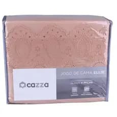 Jogo de Cama Queen OU  Casal com 4 Peças Microfibra Ellie Cazza COR -Bege