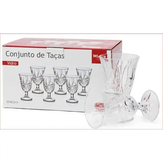 Jogo 06 Taças Água ou Vinho 240 Ml  Wincy Casa
